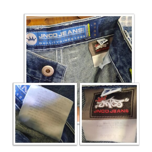 JNCO Vintage 90s NEON Green Stripe Skunk Skater Pipes Wide-Leg Jeans 32x30 Baggy - Picture 13 of 16